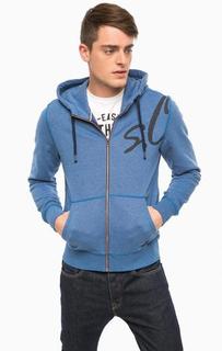 Синяя толстовка на молнии с капюшоном S.Oliver