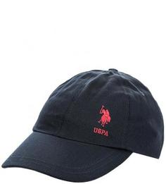 Синяя бейсболка из хлопка с логотипом бренда U.S. Polo Assn.
