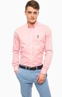 Приталенная рубашка из хлопка розового цвета U.S. Polo Assn.