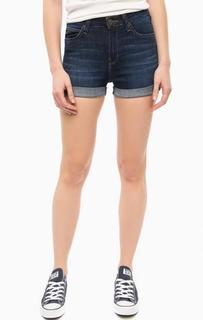 Синие джинсовые шорты с декоративными заломами Lee