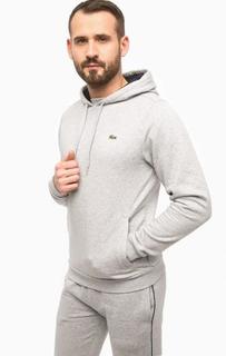 Серая хлопковая толстовка с карманами Lacoste