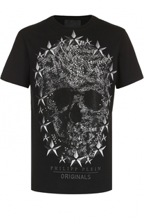 Хлопковая футболка с декоративной отделкой Philipp Plein