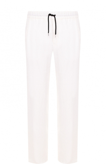 Льняные брюки свободного кроя с поясом на резинке Giorgio Armani