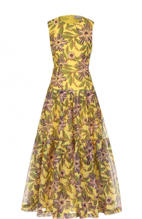 Хлопковое платье-миди с цветочным принтом REDVALENTINO