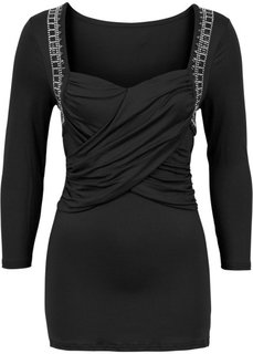 Футболка с длинным рукавом (черный) Bonprix