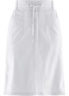 Льняная юбка на поясе в резинку (белый) Bonprix