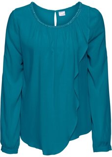 Блузка с воланами (сине-зеленый) Bonprix