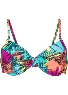 Купальный бюстгальтер на косточках, чашка B (ярко-розовый/синий с принтом) Bonprix