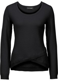 Пуловер с эффектом запаха (черный) Bonprix
