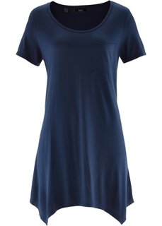 Футболка с удлиненными боковыми краями и нагрудным карманом (темно-синий) Bonprix