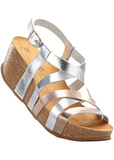 Кожаные сандалии (серебристый металлик) Bonprix