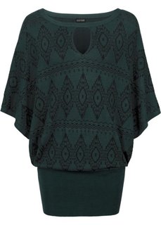 Пуловер с блестящим эффектом (зеленый русский/черный) Bonprix