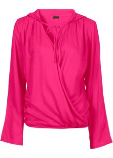 Блузка с капюшоном (горячий ярко-розовый) Bonprix