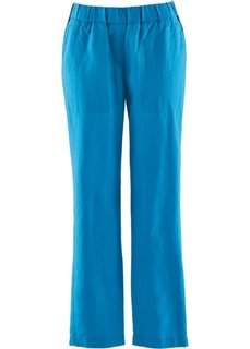 Льняные брюки на резинке длины 7/8 (капри-синий) Bonprix