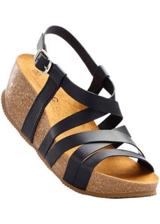 Кожаные сандалии (черный металлик) Bonprix