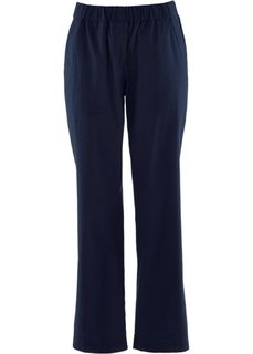 Льняные брюки на резинке длины 7/8 (темно-синий) Bonprix