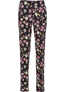 Трикотажные брюки (черный в цветочек) Bonprix
