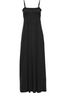 Платье в пол с присобранным лифом (черный) Bonprix