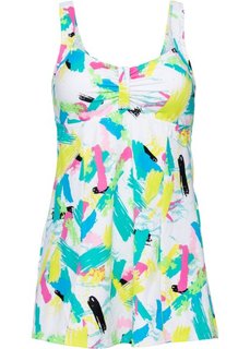 Удлиненный купальный топ-танкини (белый с рисунком) Bonprix