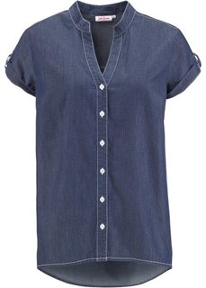 Джинсовая рубашка с коротким рукавом (темно-синий) Bonprix