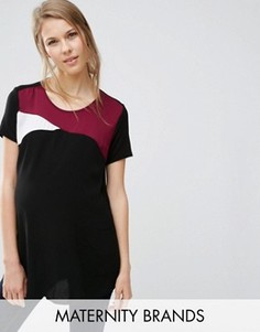 Атласная футболка для беременных в стиле колор блок New Look - Красный