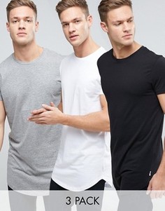 3 удлиненные футболки с асимметричным краем Jack &amp; Jones Originals - СКИДКА - Мульти