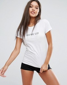 Футболка с надписью Need More Sleep Boohoo - Белый