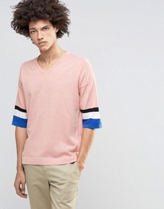 Трикотажная футболка с рукавами 3/4 ASOS - Розовый