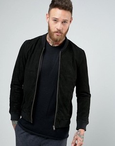 Замшевый бомбер Selected Homme - Черный