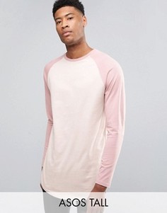 Длинный лонгслив с контрастными рукавами реглан ASOS TALL - Розовый