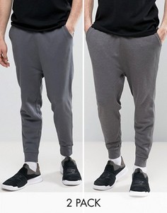 Набор из 2 джоггеров заниженного кроя (черный выбеленный / серый меланж) ASOS - СКИДКА - Мульти