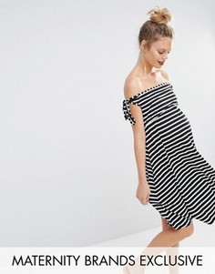 Полосатое приталенное платье для беременных с широким вырезом Bluebelle Maternity - Мульти