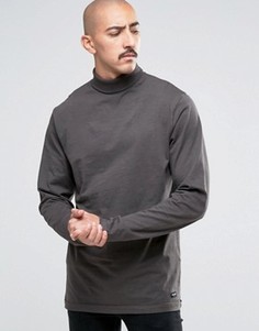 Трикотажный лонгслив с отворачивающимся воротником Only &amp; Sons - Серый