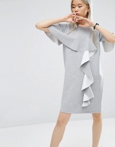 Платье с оборкой ASOS WHITE - Серый