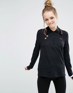 Футболка-поло с длинными рукавами и вышитой звездой Fred Perry Bella Freud - Черный