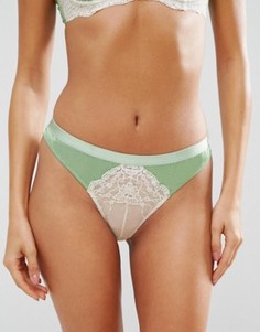 Бразильские трусики из атласа и кружева ASOS Valerie - Зеленый