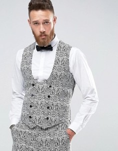 Жаккардовый костюмный жилет слим ASOS - Мульти