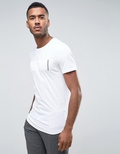 Длинная футболка с закругленным низом и принтом на груди Jack &amp; Jones Core - Белый