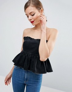 Черный джинсовый корсет плиссе ASOS - Черный