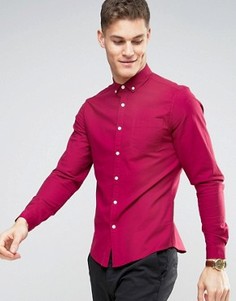 Узкая оксфордская рубашка темно-розового цвета ASOS - Красный
