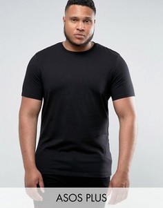 Длинная обтягивающая черная футболка ASOS PLUS - Черный
