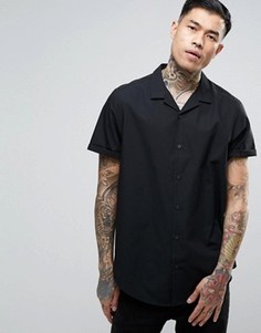 Длинная черная рубашка классического кроя ASOS - Черный