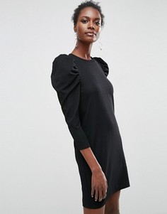 Креповое платье мини с пышными рукавами ASOS - Черный