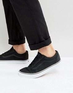 Черные кожаные премиум-кеды Vans Old Skool - Черный