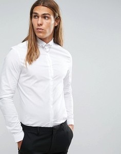 Суперузкая рубашка с зажимом для галстука ASOS - Белый