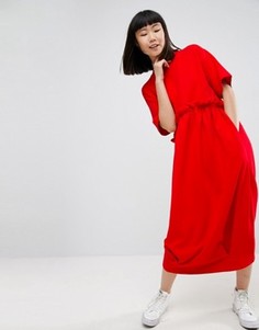 Платье-свитшот с оборкой ASOS WHITE - Красный