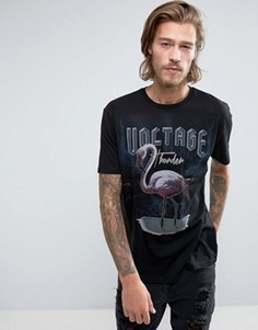 Свободная футболка с принтом фламинго ASOS - Черный