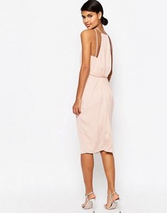 Платье-футляр миди с драпировкой сзади ASOS - Розовый