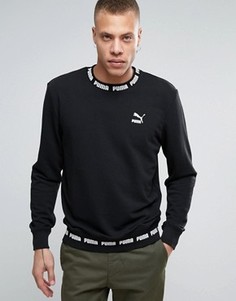 Черный свитшот в рубчик с логотипом Puma - Черный