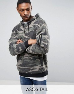Oversize-худи с камуфляжным принтом ASOS TALL - Зеленый